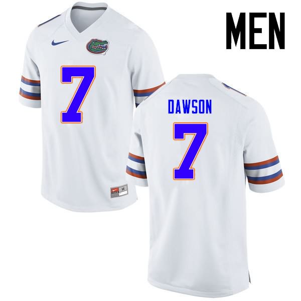 Men's NCAA Florida Gators Duke Dawson #7 Stitched Authentic Nike White College Football Jersey PML3265LN